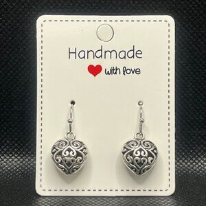 Filigree Puffed Heart Earrings